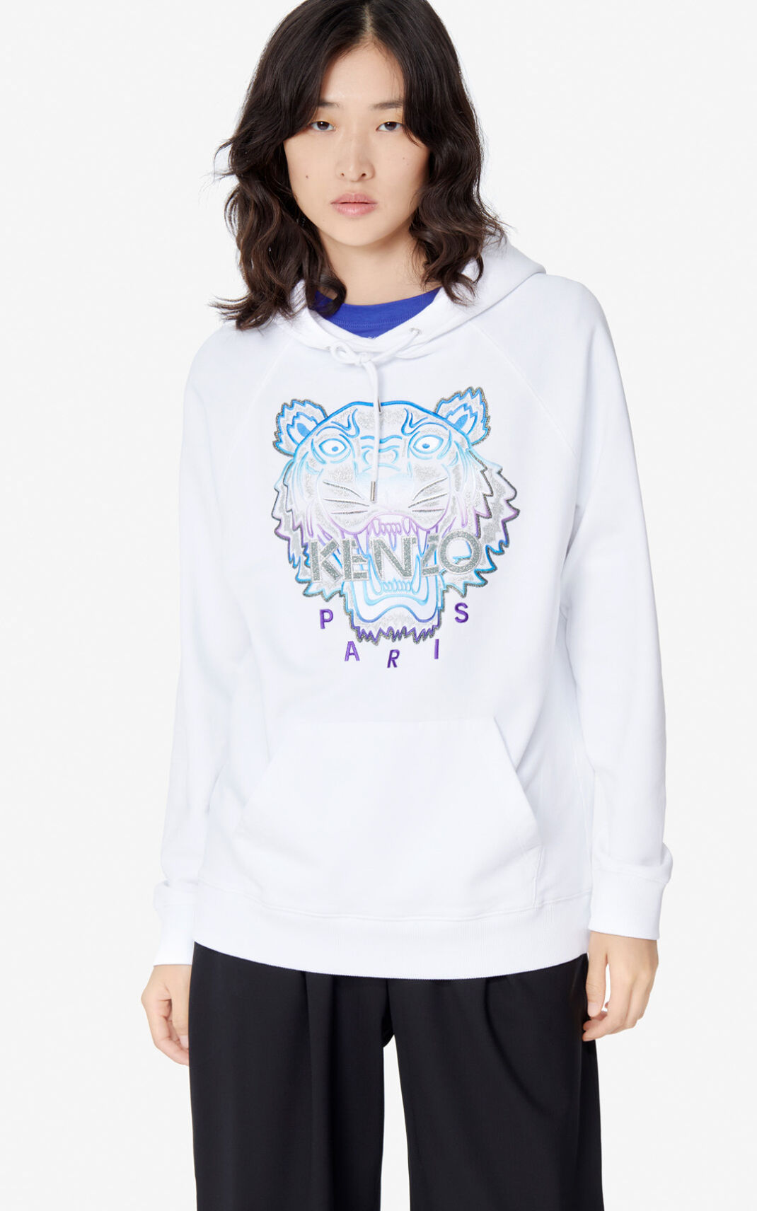 Sweat A Capuche Kenzo Hooded Tiger Femme Blanche | ZERV-41657